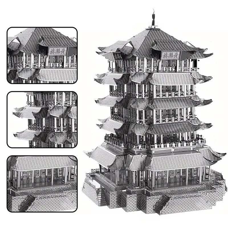 Metal Puzzle, 3D Metal Puzzles, Chinese Famous Architecture Building Kit, DIY Craft Model Building Kit for Adults Kids (Yellow Crane Tower) - Image 3